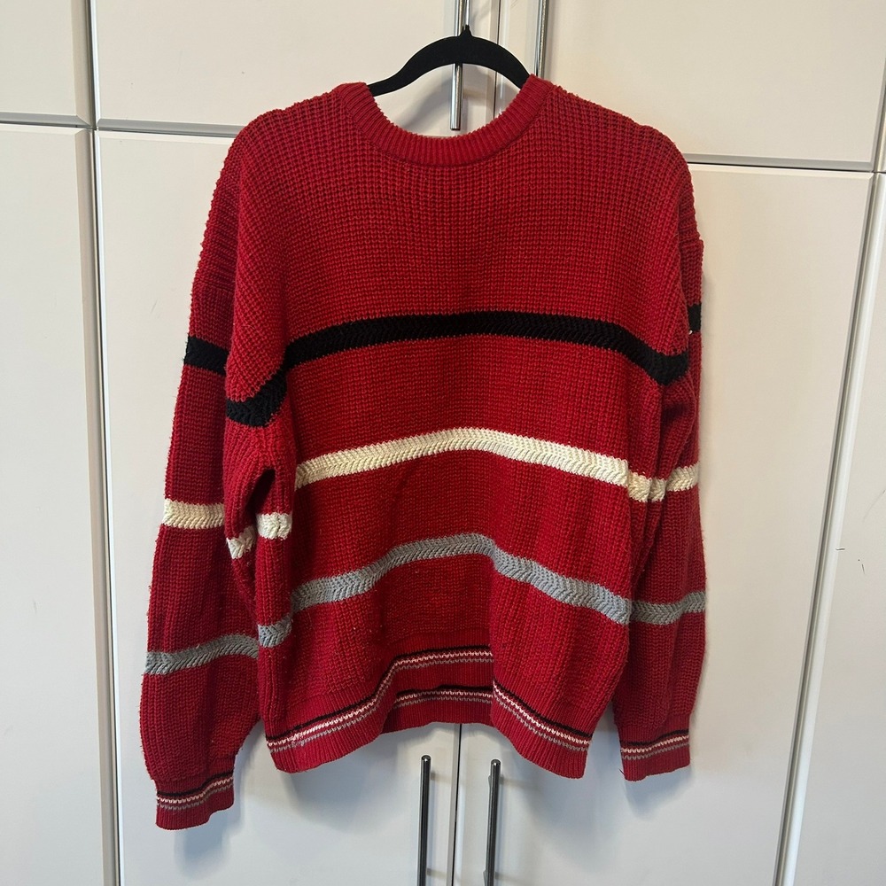 High Sierra by Mervyns Vintage Red Striped Crewneck Sweater Mens XL Acrylic Knit